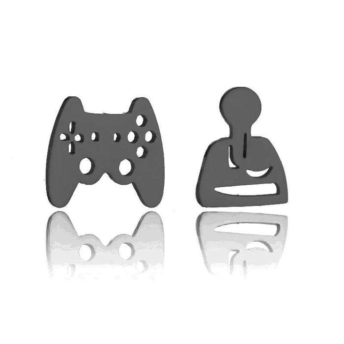 Asymmetrical gamepad stainless steel stud earrings - wallojewerly 