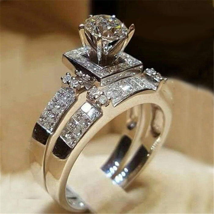 Simulated Diamond Eight Hearts and Eight Arrows Ring European and American Fashion Engagement Ring