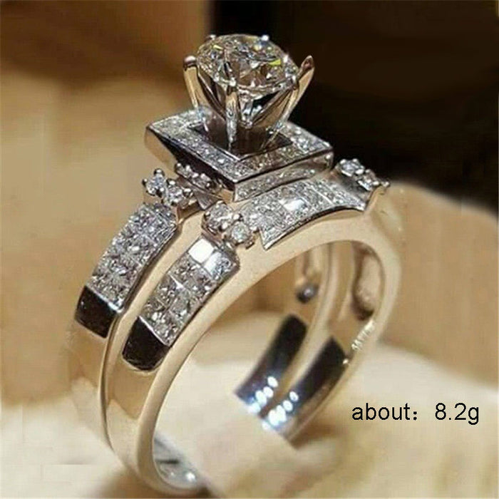 Simulated Diamond Eight Hearts and Eight Arrows Ring European and American Fashion Engagement Ring