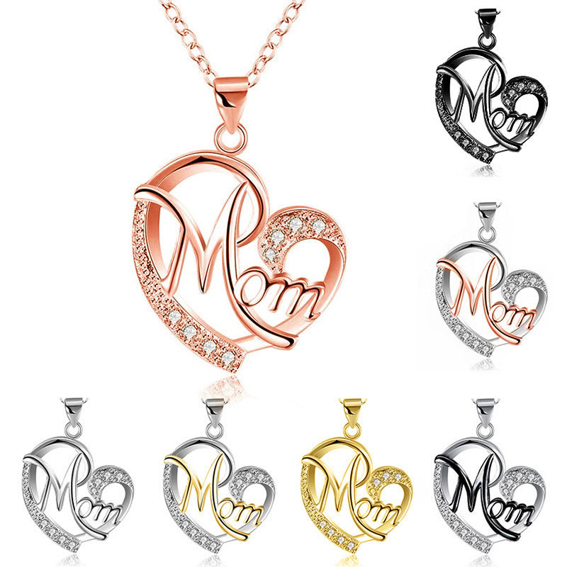 Collar con colgante de diamantes en forma de corazón, regalo para el Día de la Madre