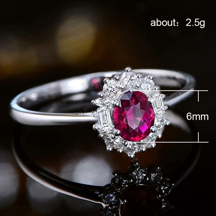 Vintage red zircon ring floral shape women's ring - wallojewerly 