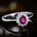 Vintage red zircon ring floral shape women's ring - wallojewerly 
