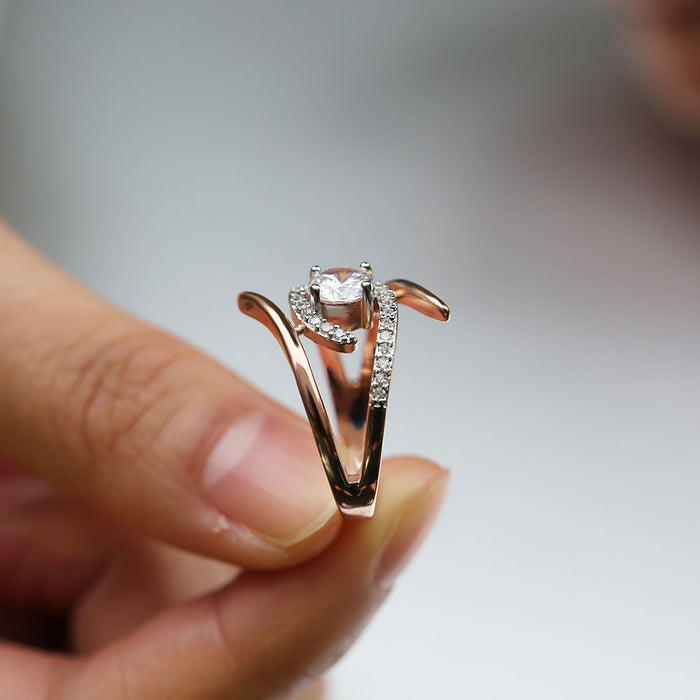 Wave Shape Micro-Paved Zirconia Ring