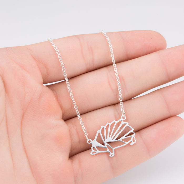 Origami hedgehog necklace, hollow geometric stainless steel small animal clavicle chain foreign trade wholesale