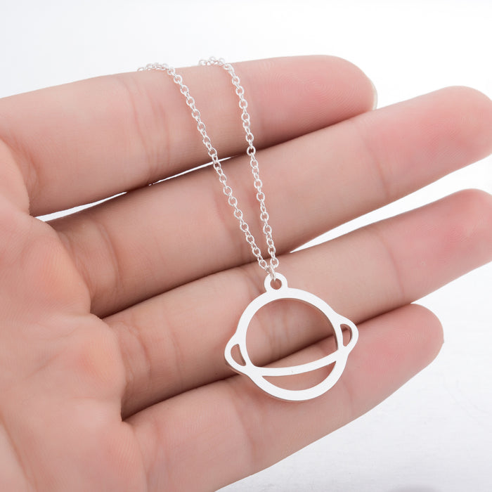 Saturn planet necklace, ins fashion space universe pendant clavicle chain solar system jewelry wholesale