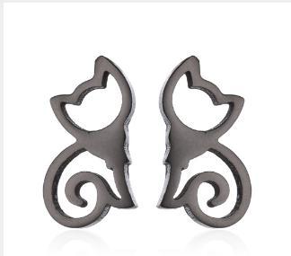 Pet Cat Stainless Steel Stud Earrings - Simple and Stylish Animal Jewelry