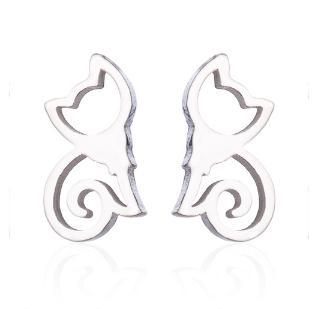 Pet Cat Stainless Steel Stud Earrings - Simple and Stylish Animal Jewelry