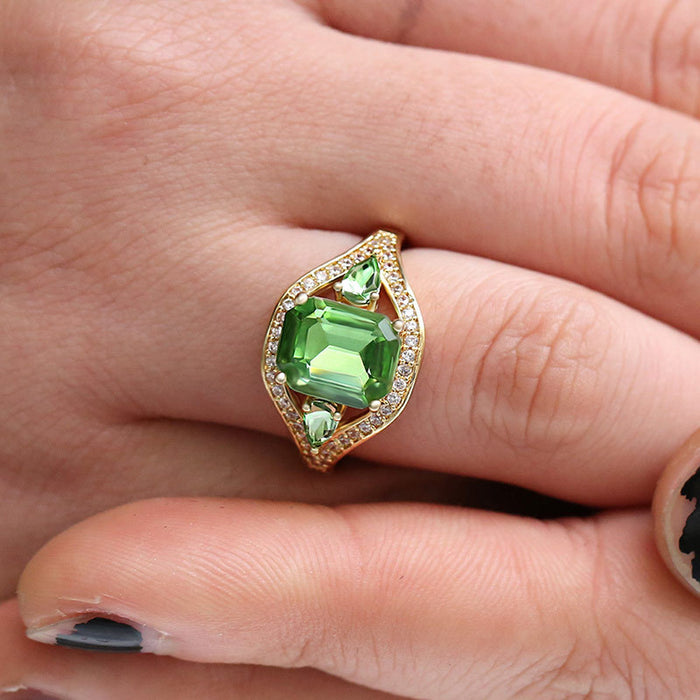Green Zirconia Engagement Ring
