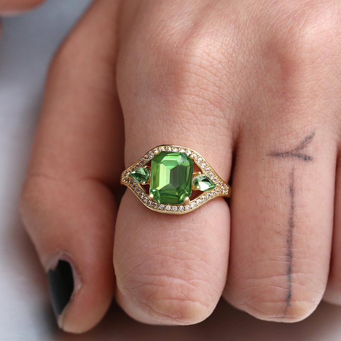 Green Zirconia Engagement Ring