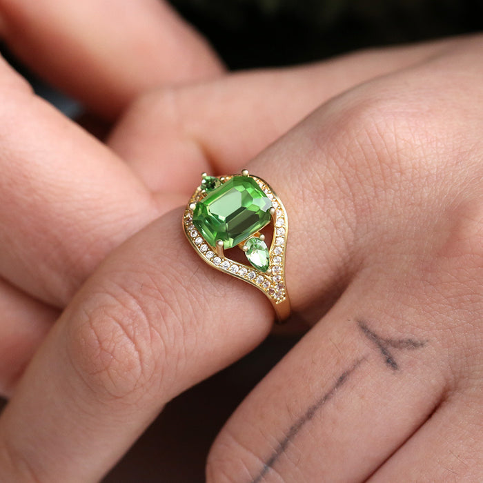 Green Zirconia Engagement Ring