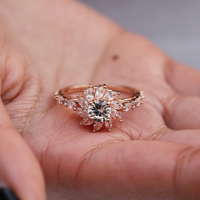 Large sea blue zircon ring