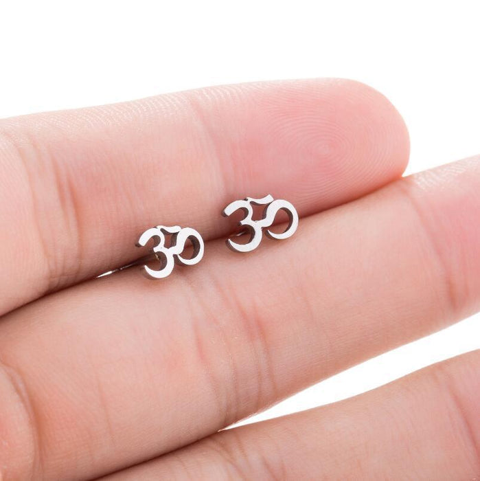 Om Symbol Stainless Steel Stud Earrings - Spiritual Wish Jewelry