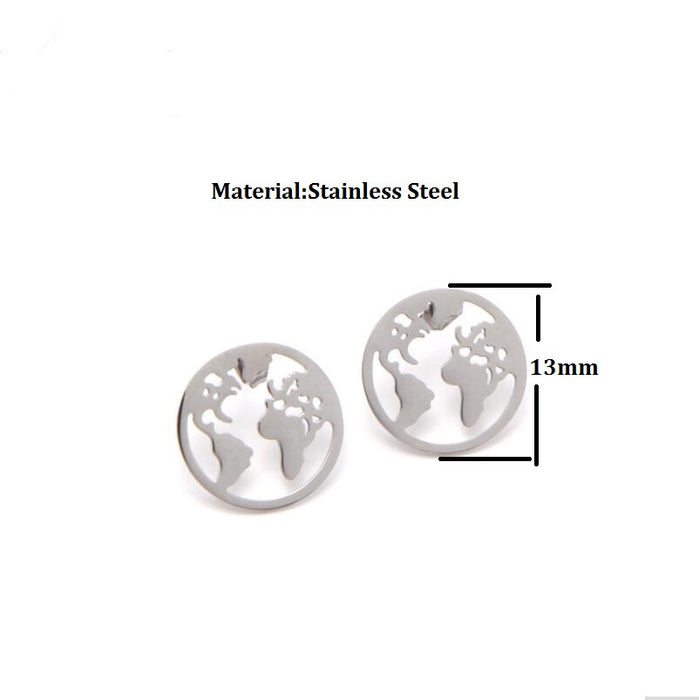 Map Design Stainless Steel Stud Earrings - Perfect Travel Souvenir Jewelry