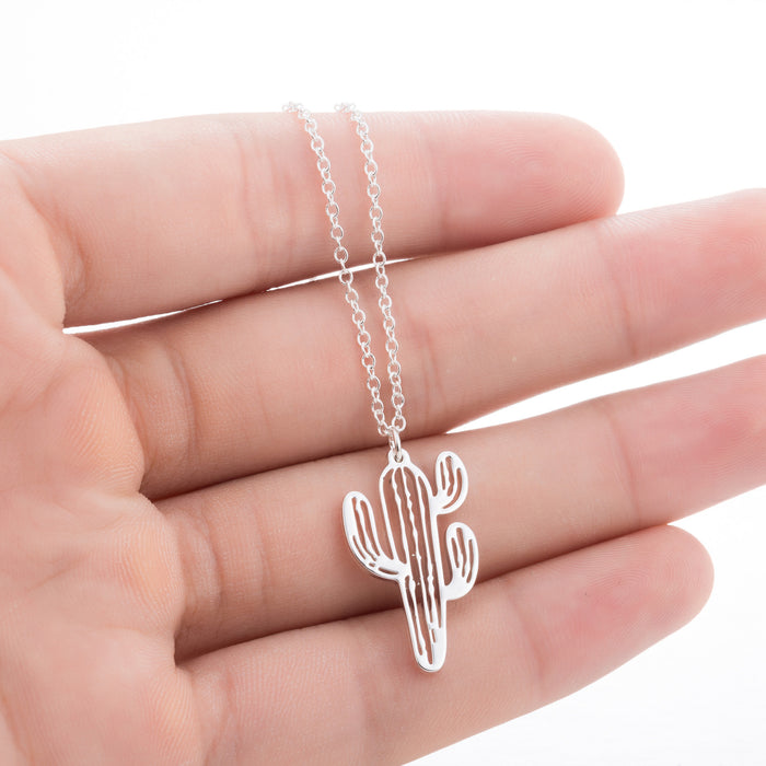 Cactus necklace, stainless steel simple small fresh European and American student jewelry wholesale