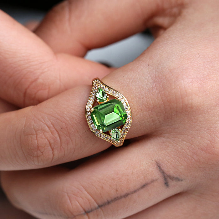 Green Zirconia Engagement Ring