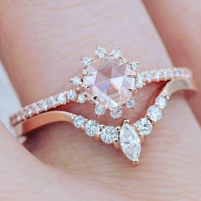 Gold-plated copper micro-paved zircon ring