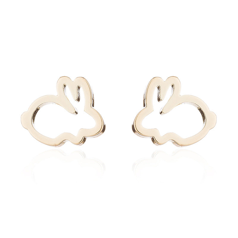 Mini rabbit earrings, new style sweet cute simple hollow earrings Korean fashion earrings wholesale