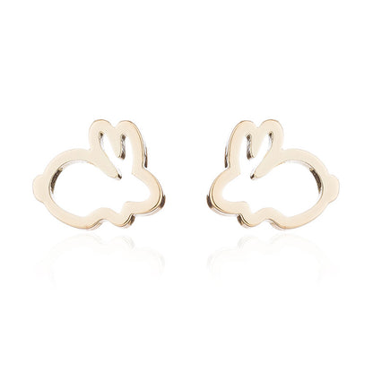 Mini rabbit earrings, new style sweet cute simple hollow earrings Korean fashion earrings wholesale