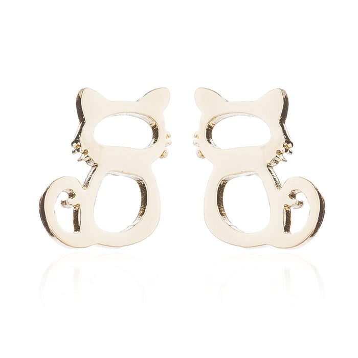 Pet Cat Stainless Steel Stud Earrings - Simple and Stylish Animal Jewelry