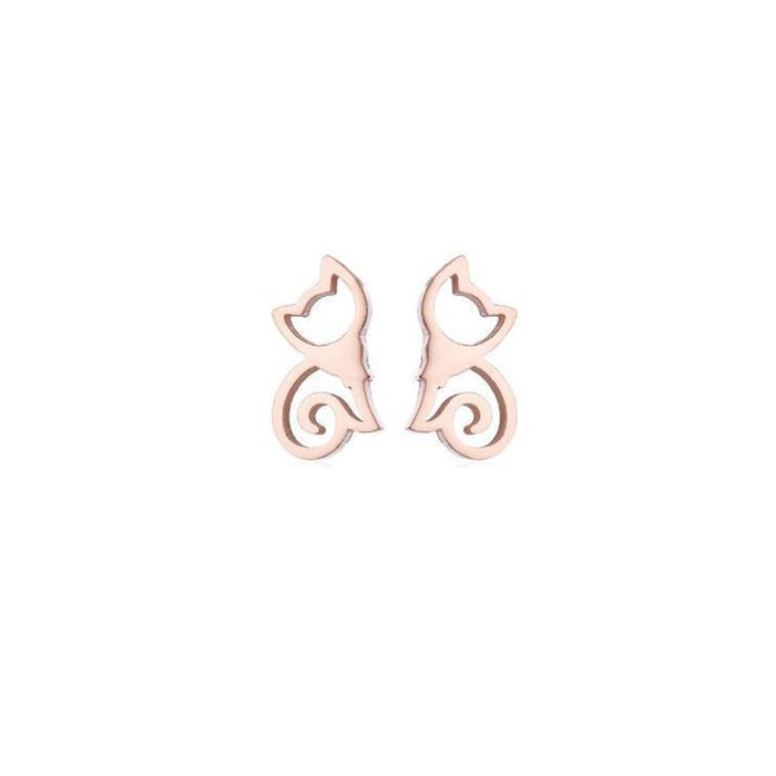 Pet Cat Stainless Steel Stud Earrings - Simple and Stylish Animal Jewelry