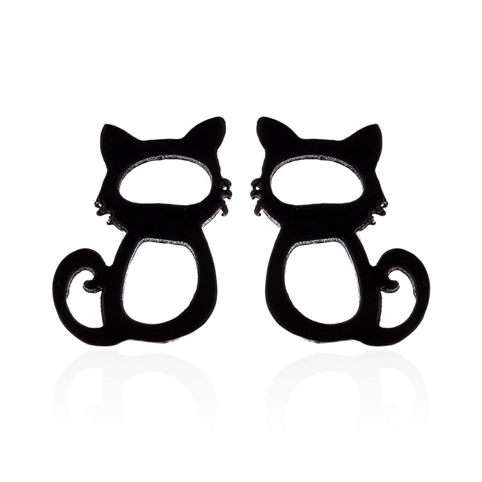 Pet Cat Stainless Steel Stud Earrings - Simple and Stylish Animal Jewelry