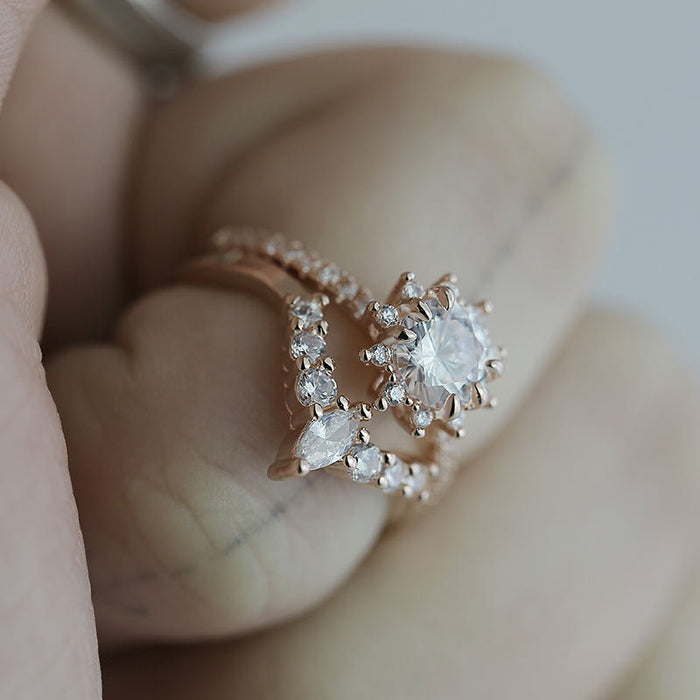 Gold-plated copper micro-paved zircon ring