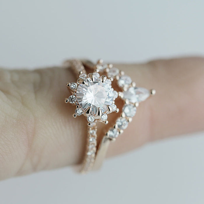 Gold-plated copper micro-paved zircon ring