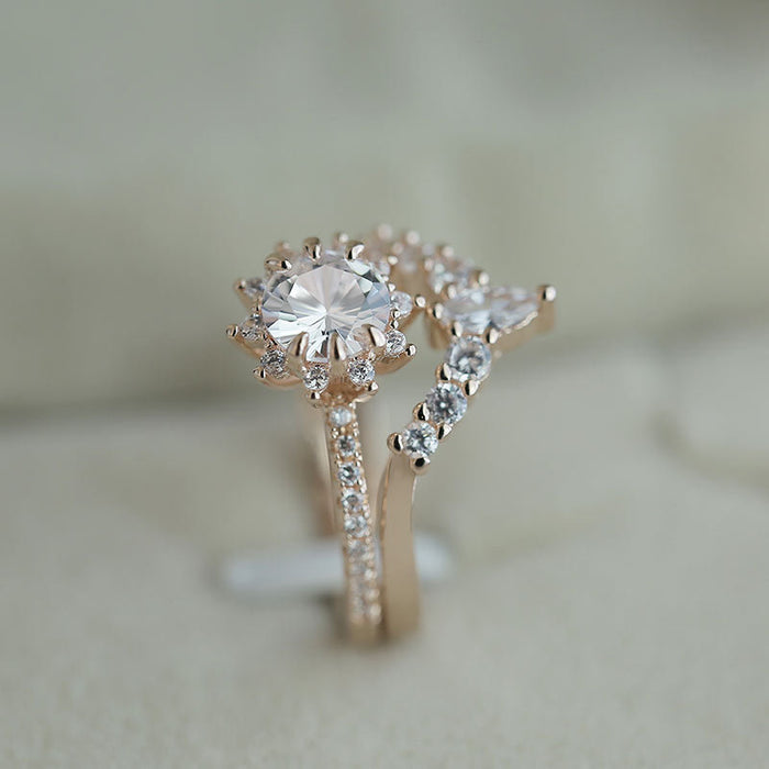 Gold-plated copper micro-paved zircon ring