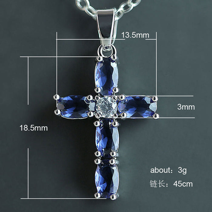 Cross Oval Zirconia Pendant Necklace Fashion Jewelry