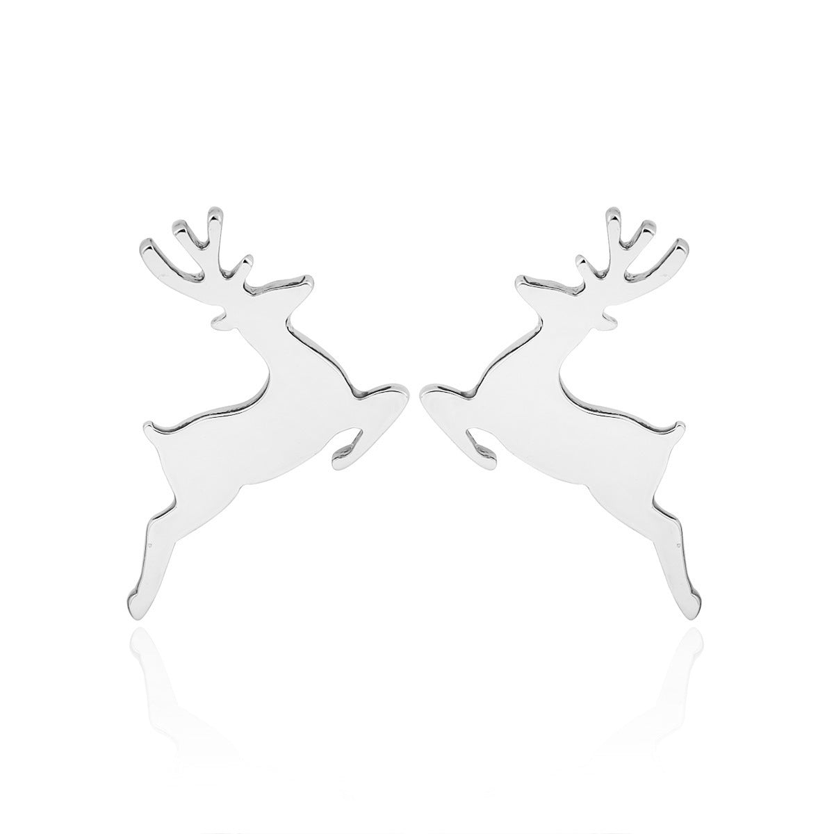 Reindeer and Christmas Tree Asymmetric Stud Earrings - Perfect for Holiday Gifts