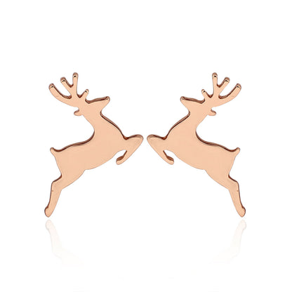 Reindeer and Christmas Tree Asymmetric Stud Earrings - Perfect for Holiday Gifts