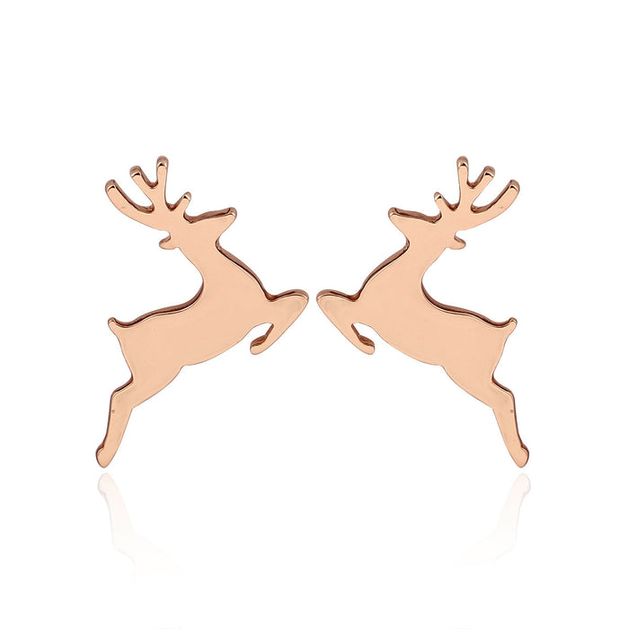 Reindeer and Christmas Tree Asymmetric Stud Earrings - Perfect for Holiday Gifts