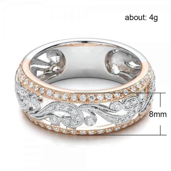 Gold-plated hollow zircon star and moon ring