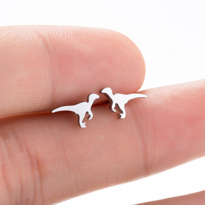 Dinosaur Stainless Steel Stud Earrings - Fun and Playful Cartoon Jewelry