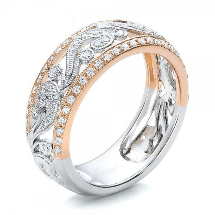Gold-plated hollow zircon star and moon ring