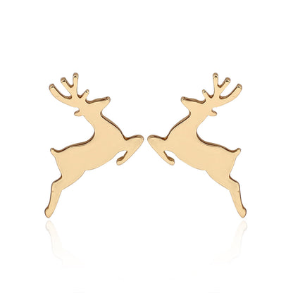 Reindeer and Christmas Tree Asymmetric Stud Earrings - Perfect for Holiday Gifts