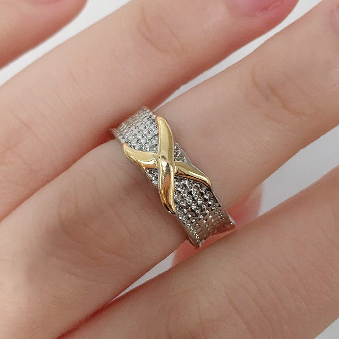 Fashionable and personalized silver-plated women's color-separated ring