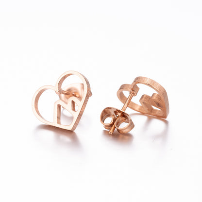 Heart and Wave Stainless Steel Stud Earrings - Perfect Summer Birthday Gift Jewelry