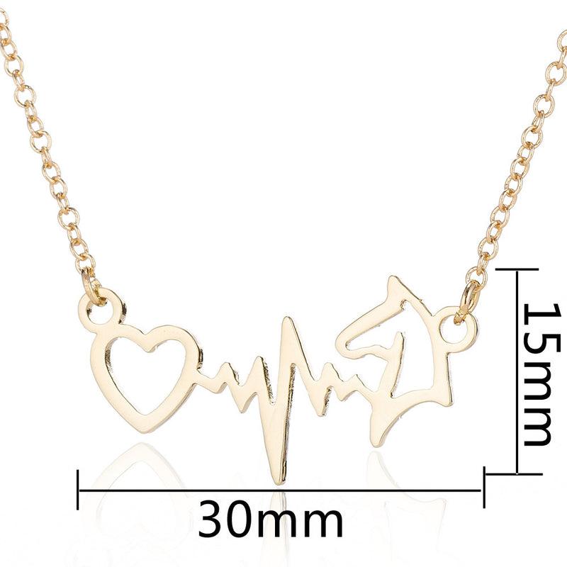 Love electrogram necklace, European and American necklace Mother's Day small animal wolf bear paw clavicle chain fashion wholesale - wallojewerly 