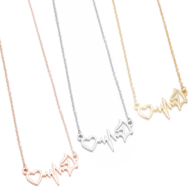 Love electrogram necklace, European and American necklace Mother's Day small animal wolf bear paw clavicle chain fashion wholesale - wallojewerly 