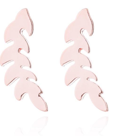 Feather and Leaf Stainless Steel Stud Earrings - Nature-Inspired Jewelry