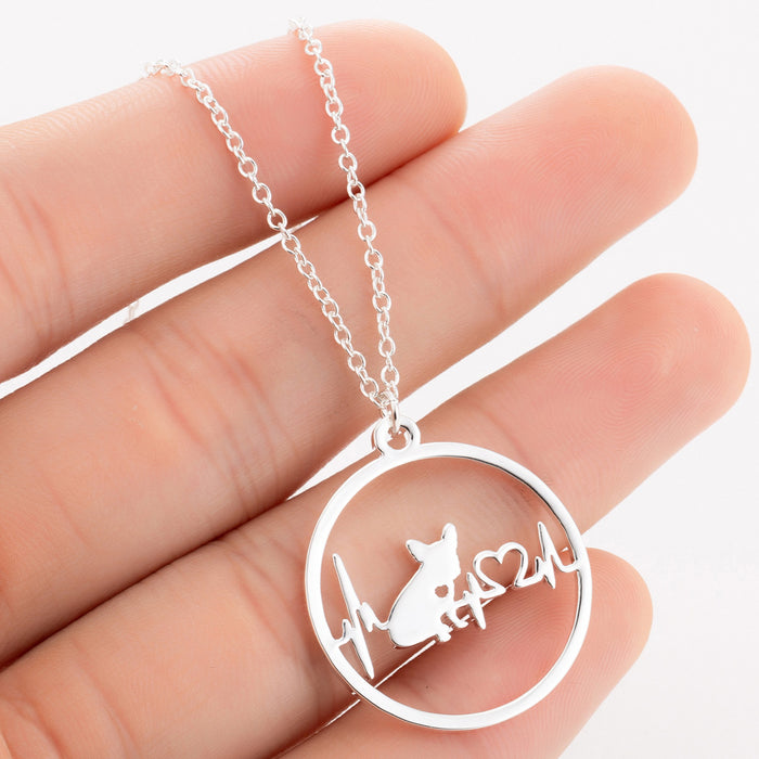 Dog necklace geometric round heartbeat series clavicle chain, niche design cross-border jewelry wholesale