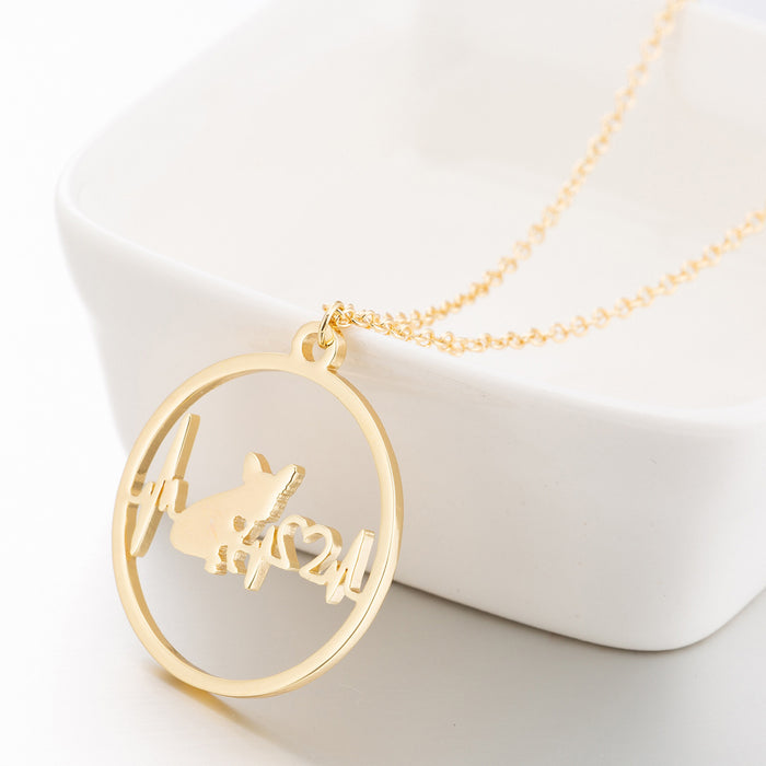 Dog necklace geometric round heartbeat series clavicle chain, niche design cross-border jewelry wholesale