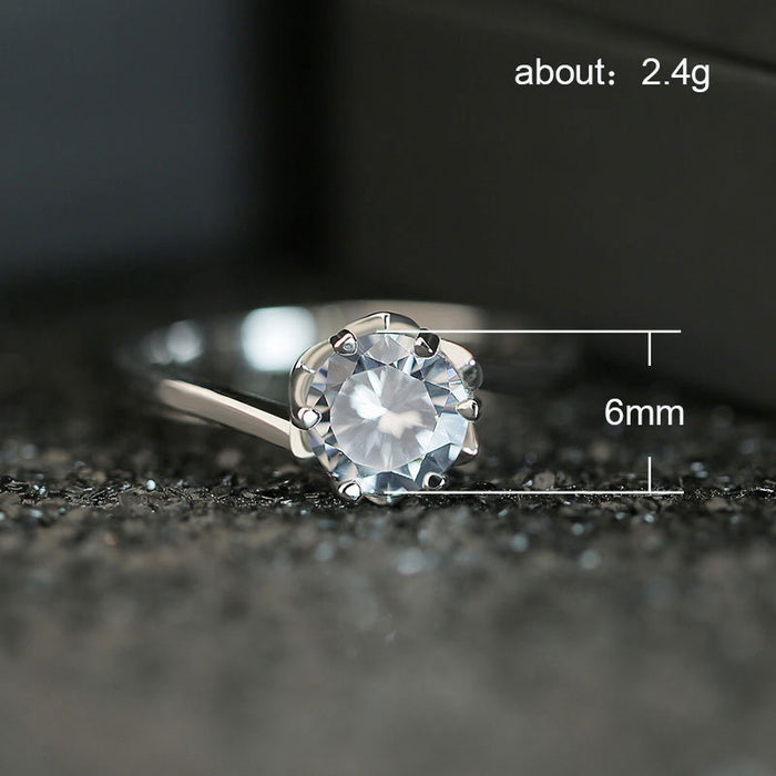 White gold plated zircon full diamond bow ring