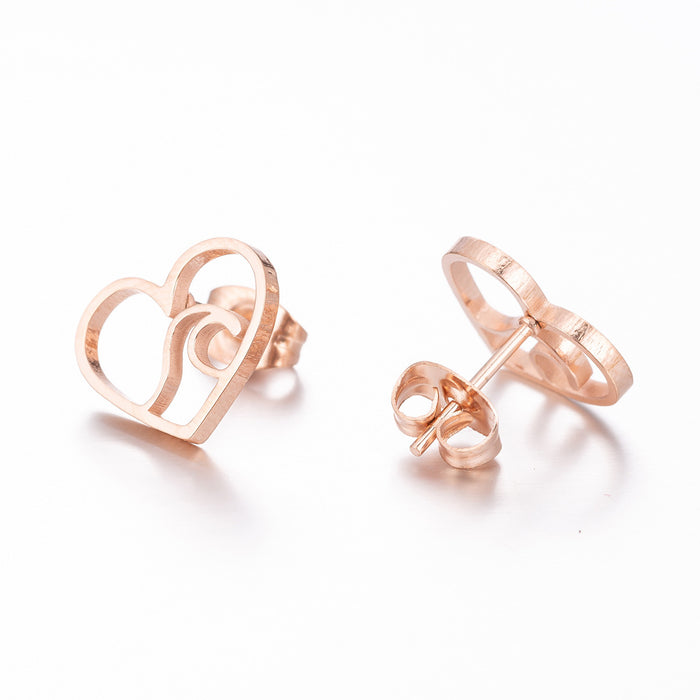 Pendientes de acero inoxidable con forma de corazón y olas: regalo perfecto para cumpleaños de verano