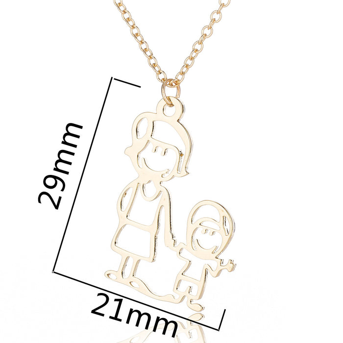 Family member necklace, European and American stainless steel family series pendant clavicle chain We Are Family