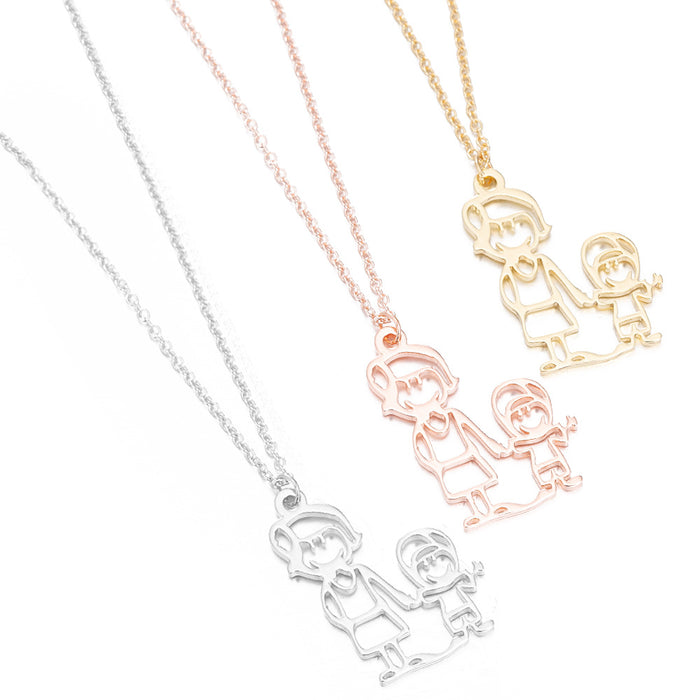 Family member necklace, European and American stainless steel family series pendant clavicle chain We Are Family