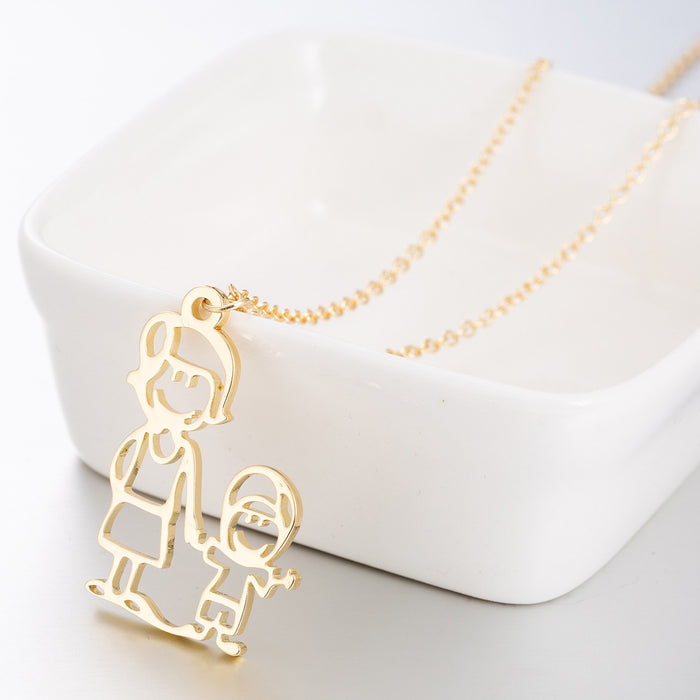 Family member necklace, European and American stainless steel family series pendant clavicle chain We Are Family