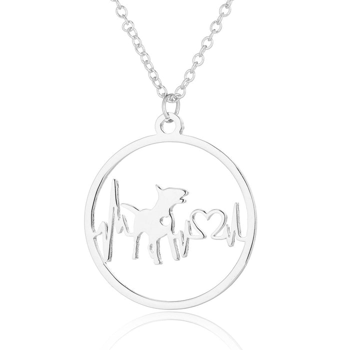 Dog necklace geometric round heartbeat series clavicle chain, niche design cross-border jewelry wholesale