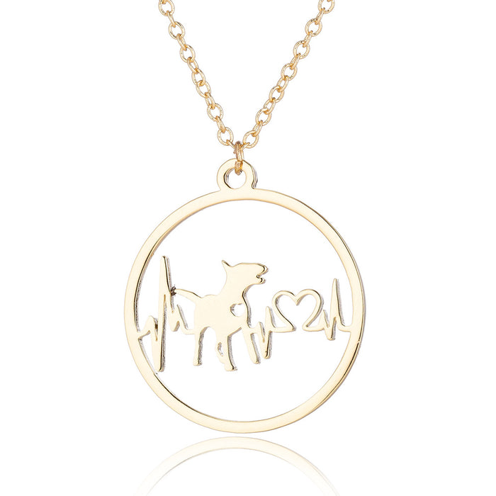 Dog necklace geometric round heartbeat series clavicle chain, niche design cross-border jewelry wholesale